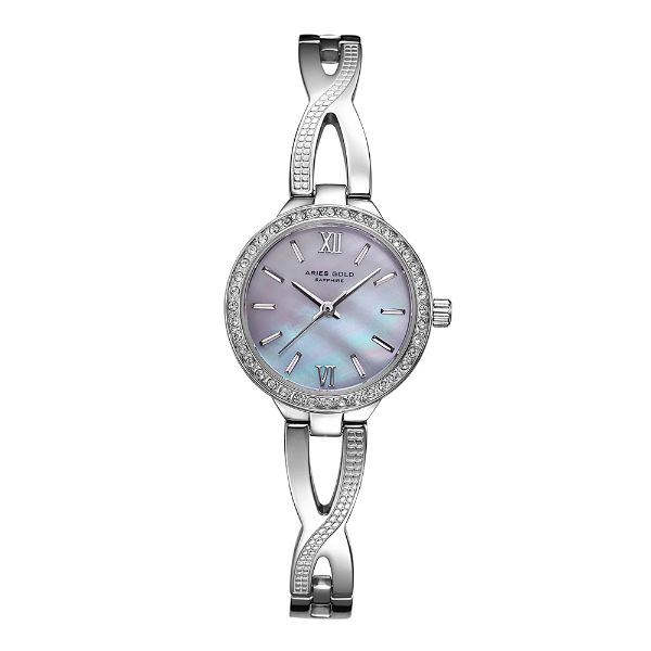 ARIES GOLD ANALOG QUARTZ L 5025Z S-MOP SILVER STAINLESS STEEL WOMEN'S WATCH